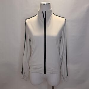 Splits59 Track Jacket Womens XS Off White Black Zip Up Athletic Striped Bomber